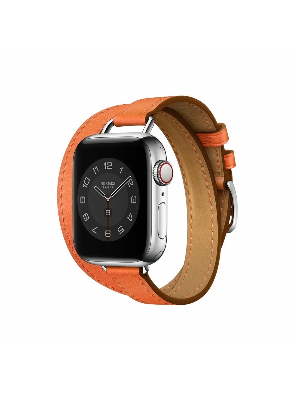 Hermes Apple Watch Attelage Orange Double Tour Orange 41mm band on used 9 series